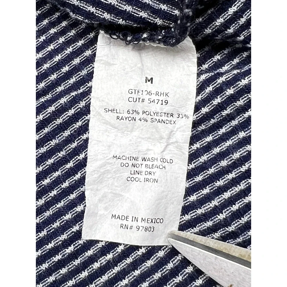 Green Envelope Women's V‑Neck Sleeveless Tank Top M Navy White Stripe Tie Front - Picture 3 of 8